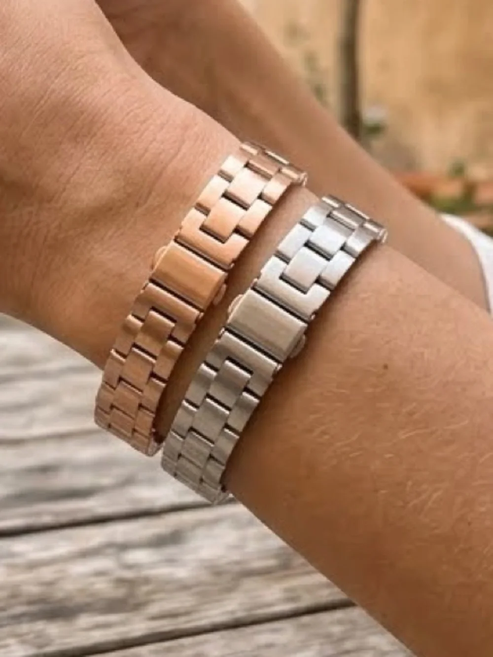 2pc Metal Link Watch Bands Set 38/40/41mm Silver Rose Gold 7